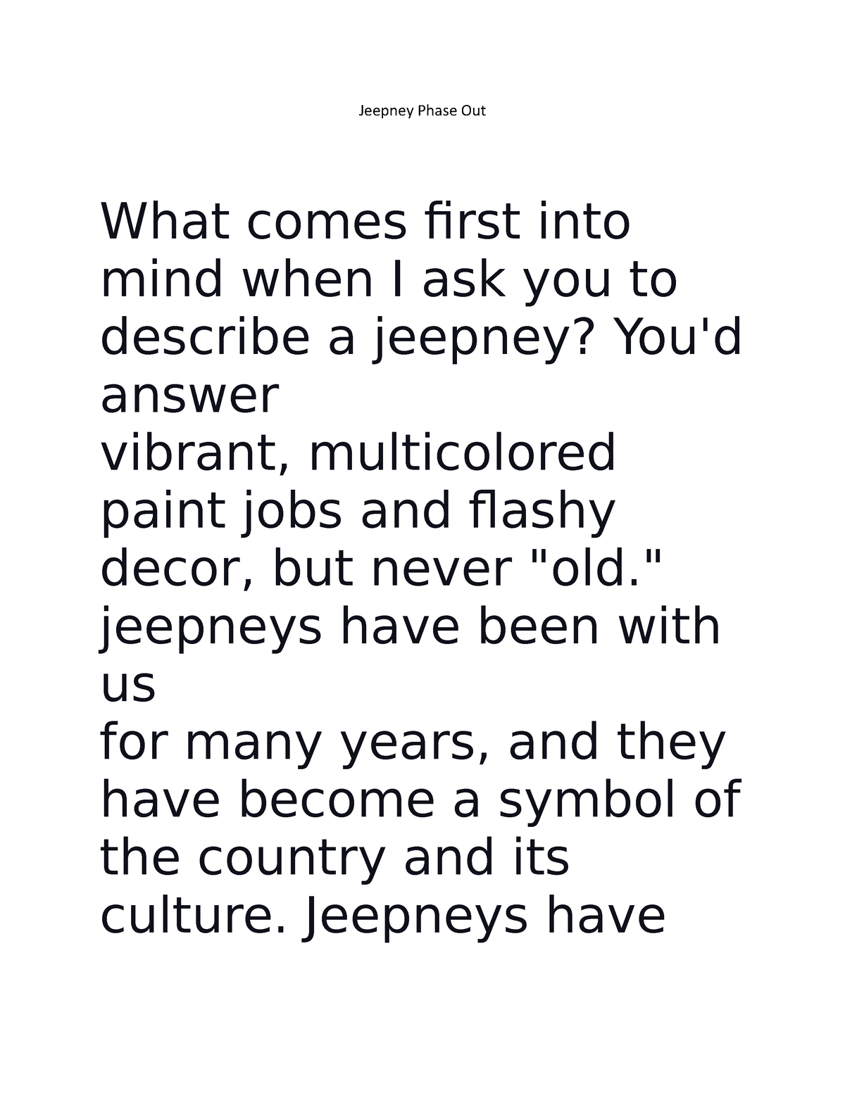 jeepney phase out argumentative essay brainly