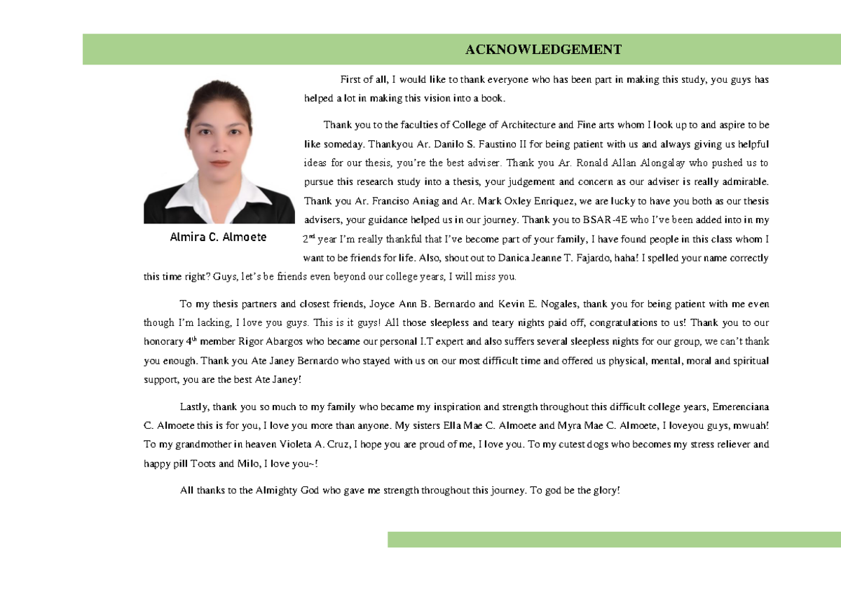 Acknowledgement - ACKNOWLEDGEMENT First of all, I would like to thank ...