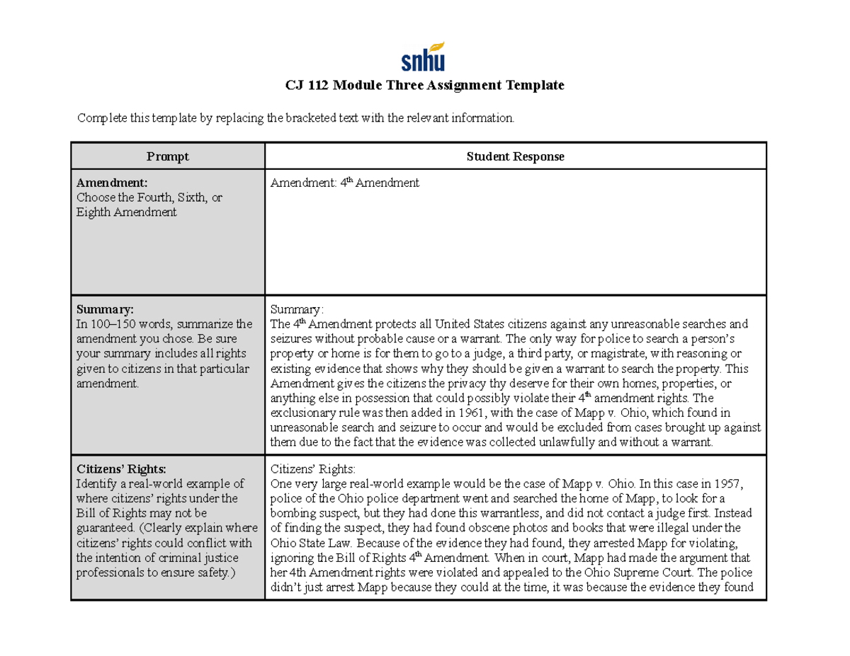 Module 3 Assignment - CJ 112 Module Three Assignment Template Complete ...