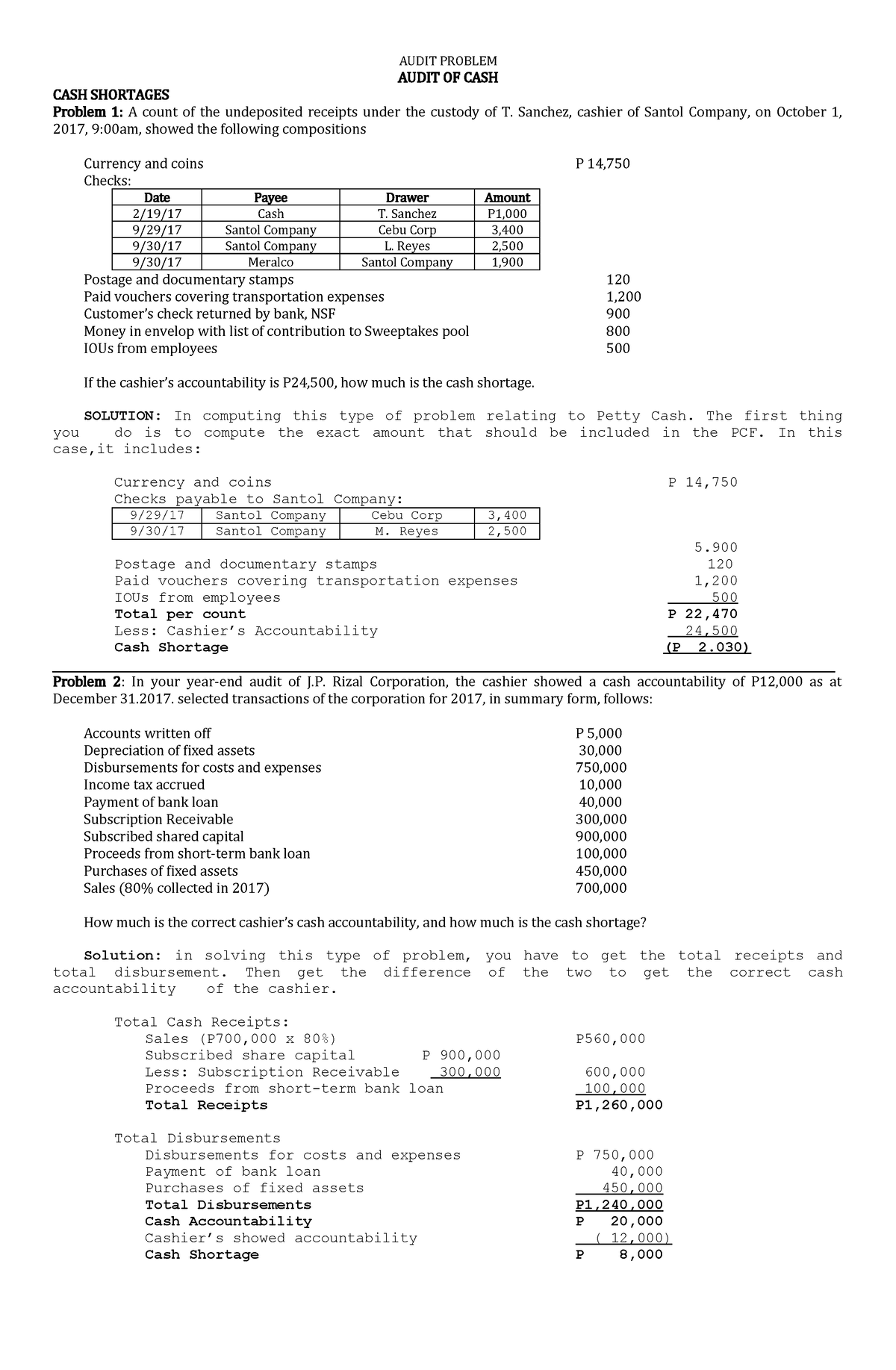 Audit of Cash and Cash Equivalents (Review) - Business Marketing - NVSU ...