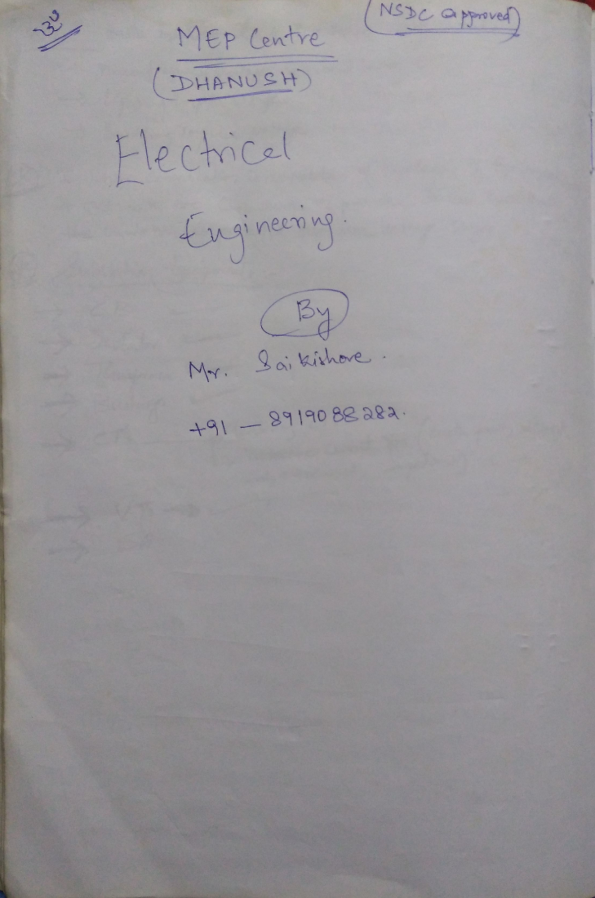 MEP Elect notes - 123 - 33 MEP Centre NSDC approved (DHANUSH ...
