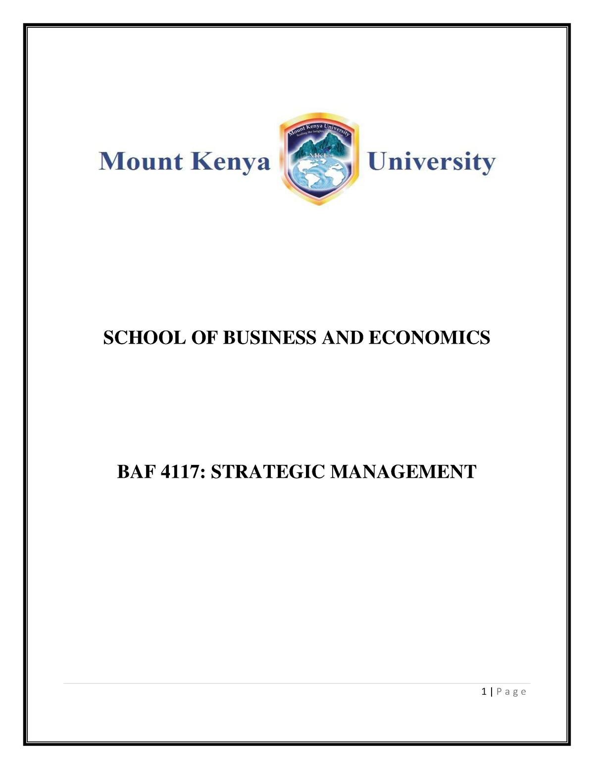 BBM4117 Strategic Management 1 Module - SCHOOL OF BUSINESS AND ...