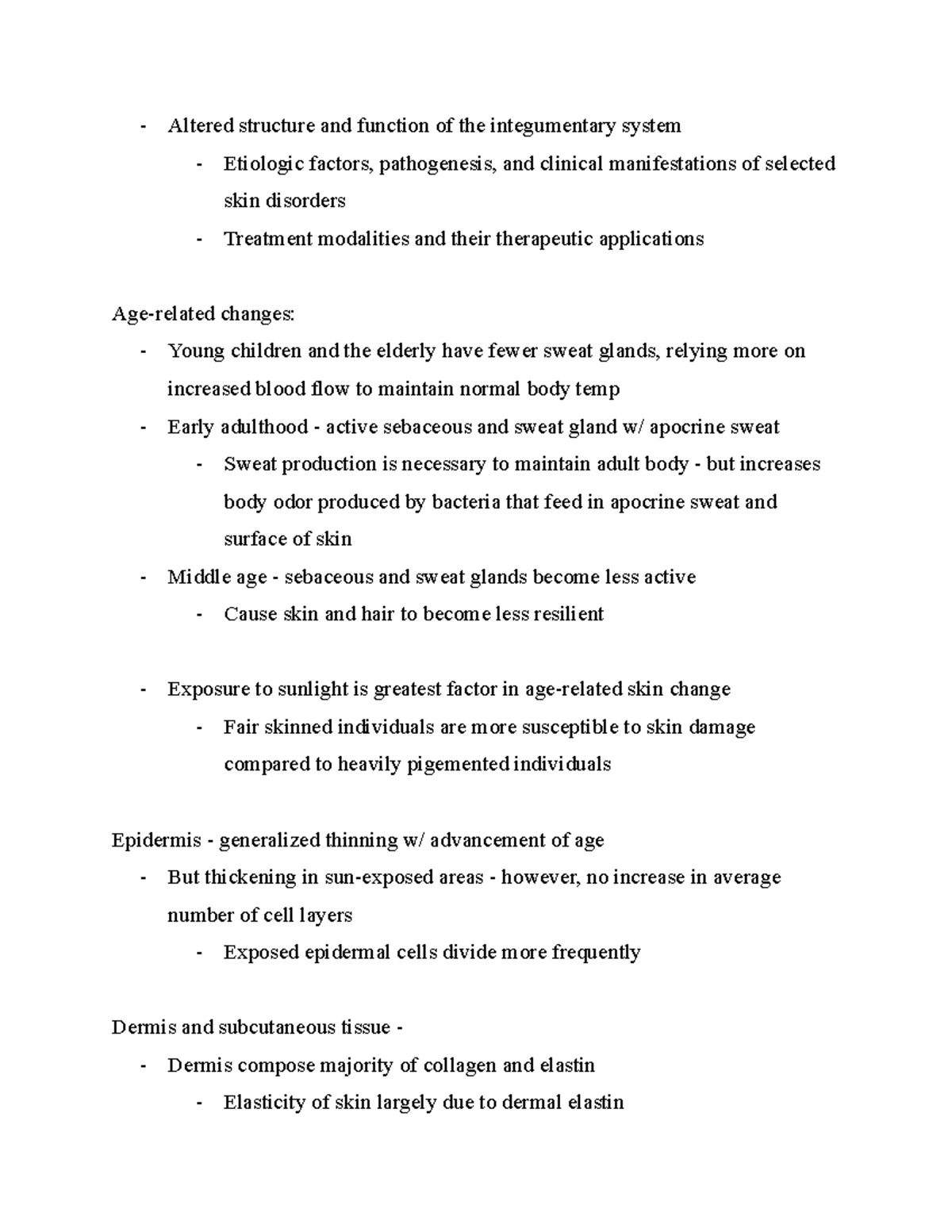 Ch 53 Integumentary System (2) Altered structure and function of