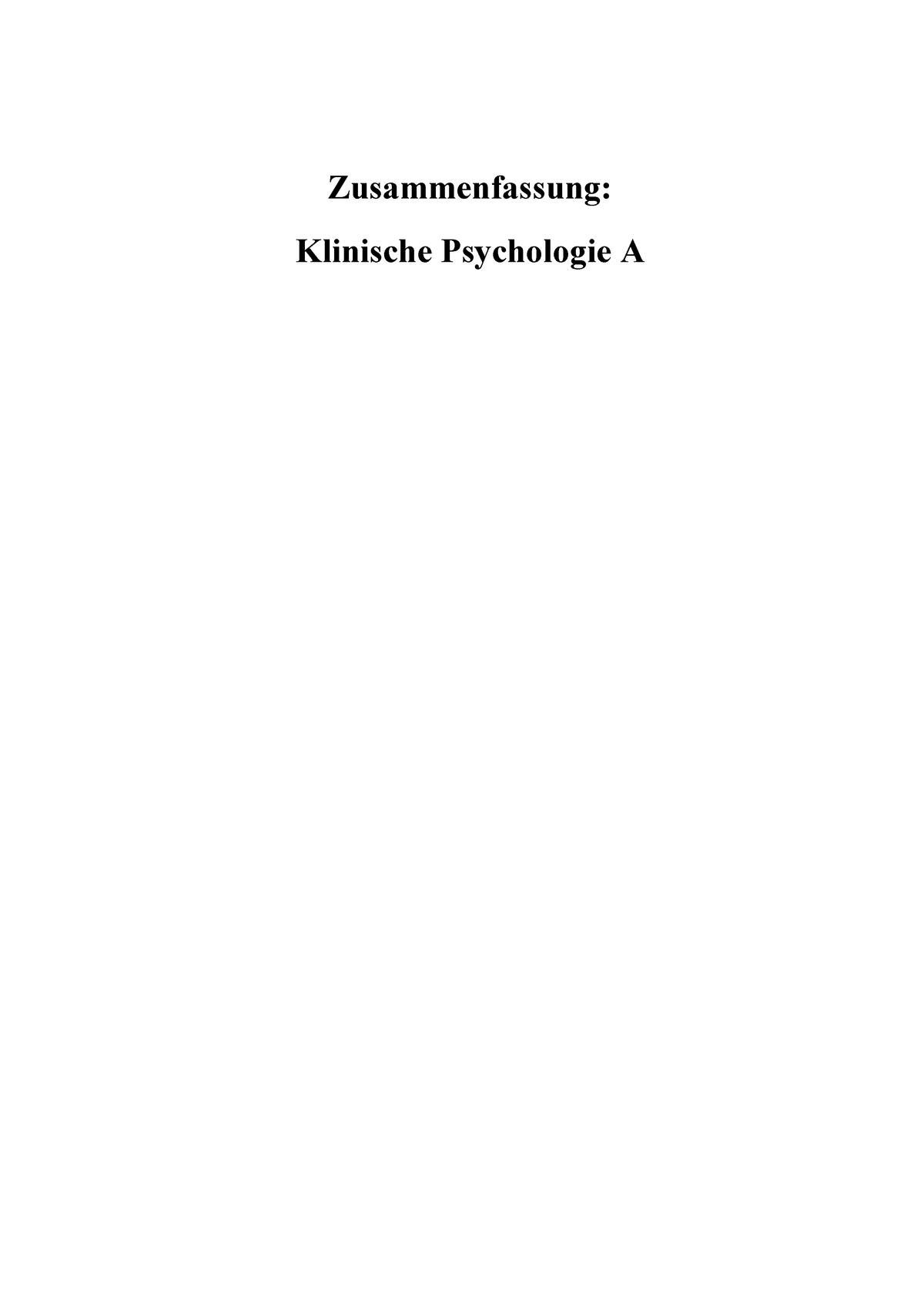 Klinische Psychologie A - SITZUNG GESCHICHTE UND GRUNDBEGRIFFE DER ...