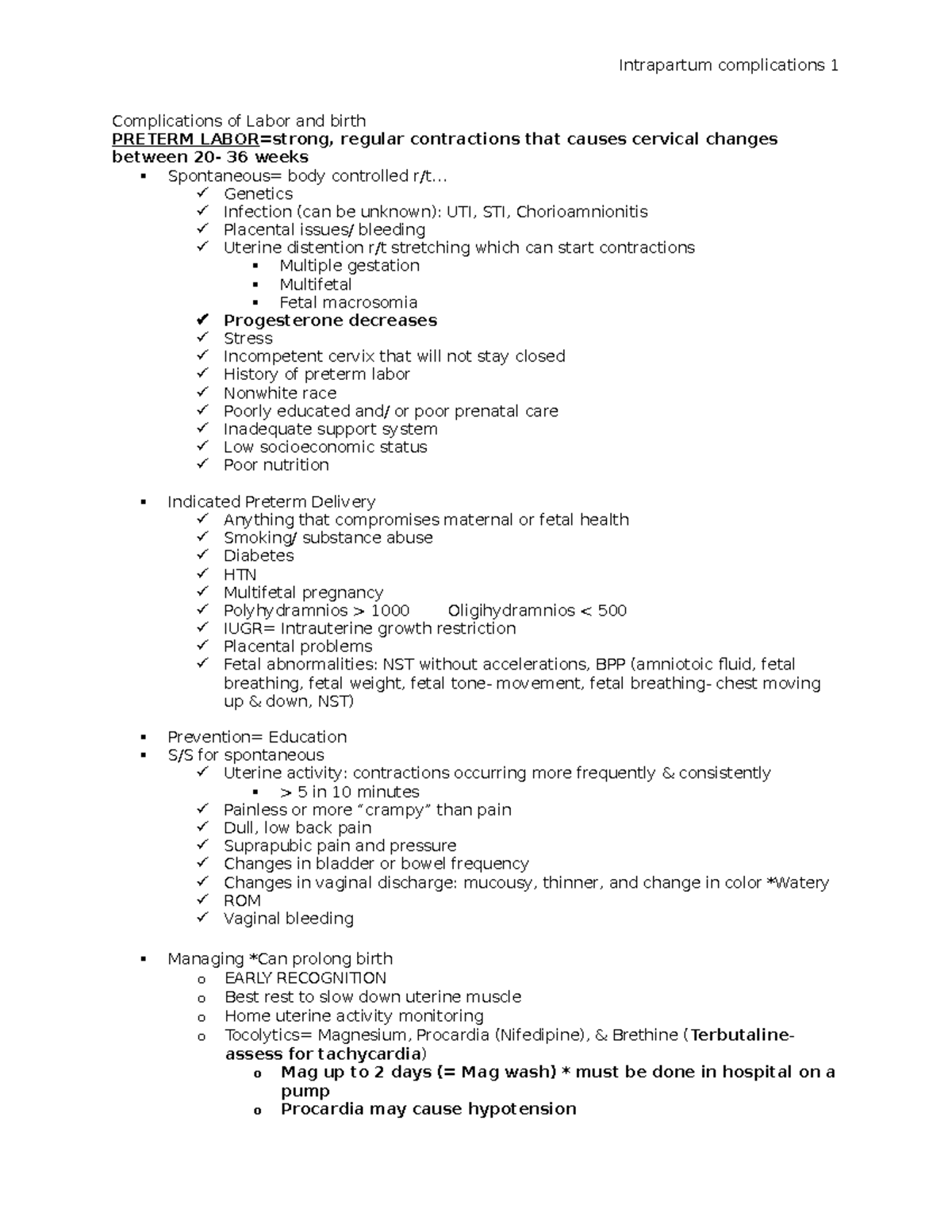 Complications of Labor and Birth - Complications of Labor and birth ...