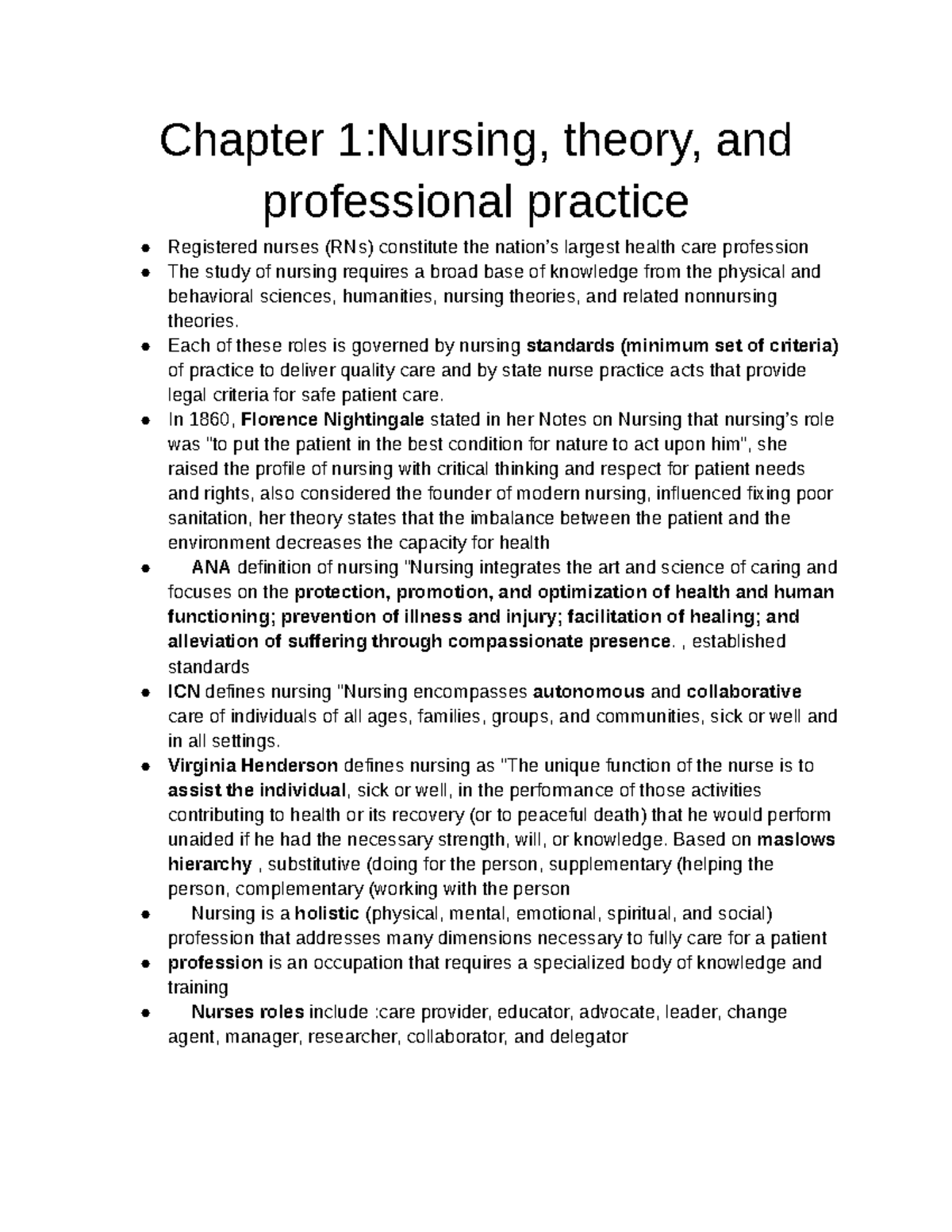 Chapter 1 - The Basics - Chapter 1:Nursing, Theory, And Professional ...