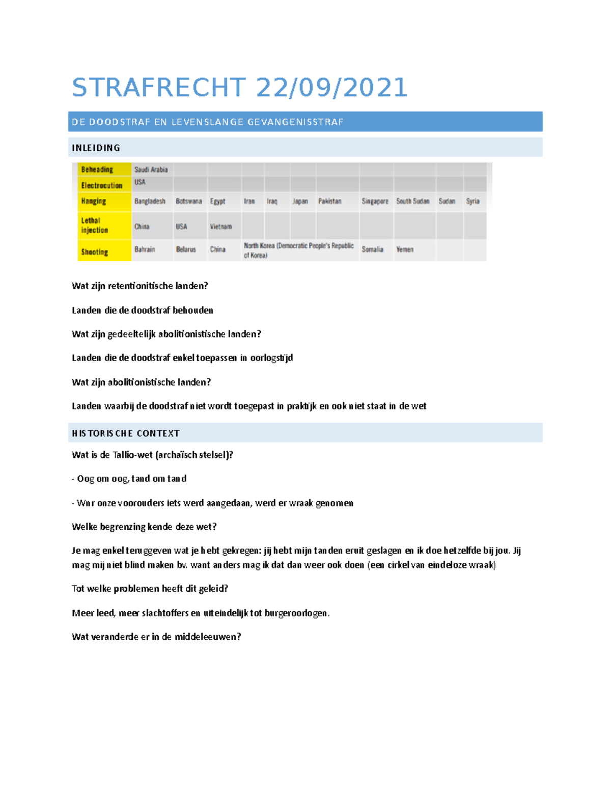 Strafrecht 2209 - Notities - STRAFRECHT 22/09/ DE DOODSTRAF EN ...