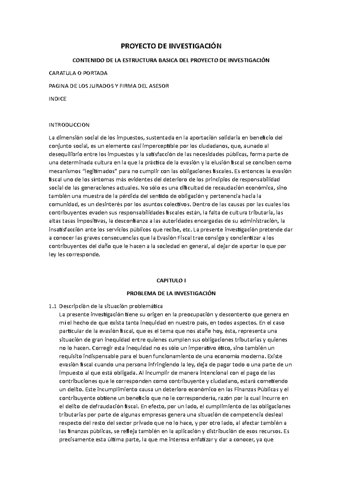 Tarea Skdkskw Proyecto De Investigaci N Contenido De La Estructura Basica Del Proyecto