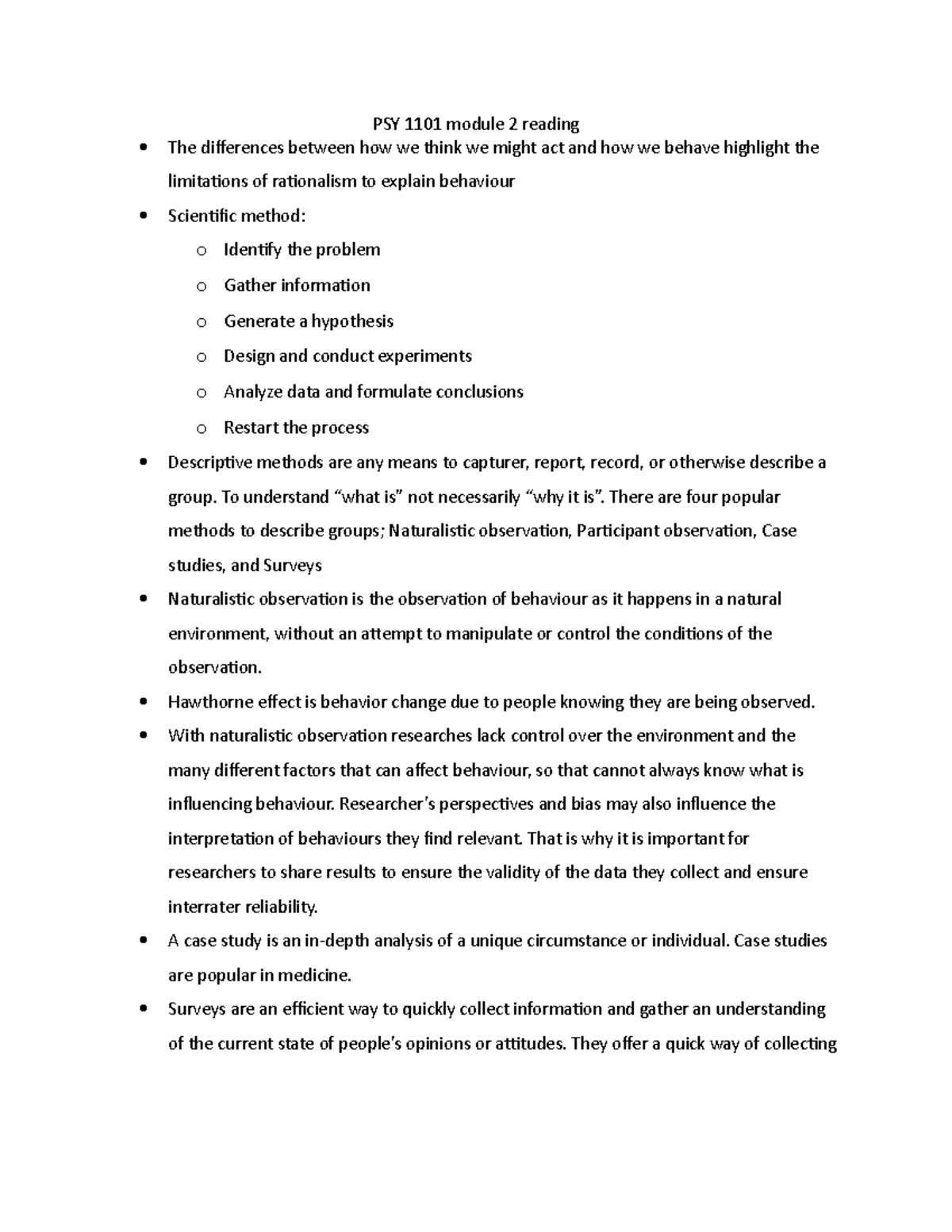 PSY chapter 2 Methods - PSY 1101 module 2 reading The differences ...