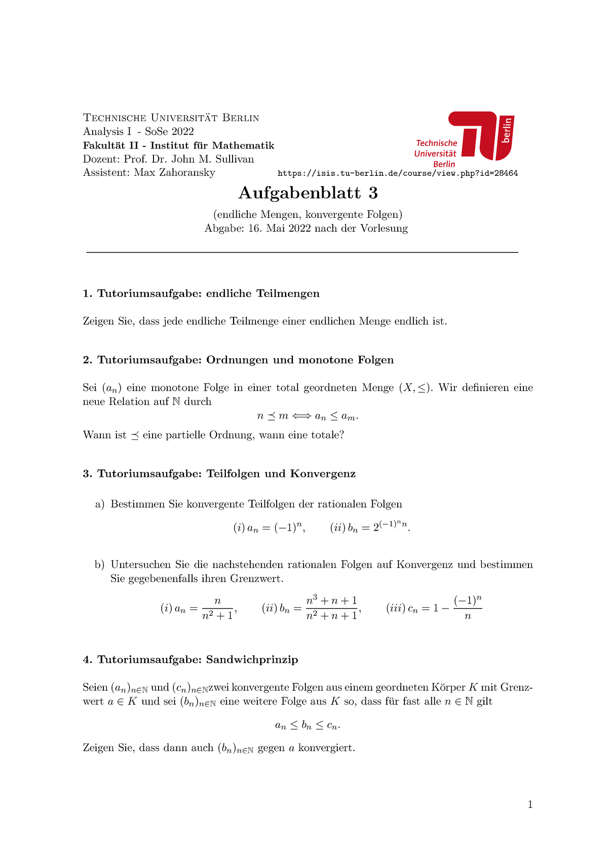 Exercise-3 - Tutorium Und Hausaufgabe - Technische Universit ̈at Berlin ...