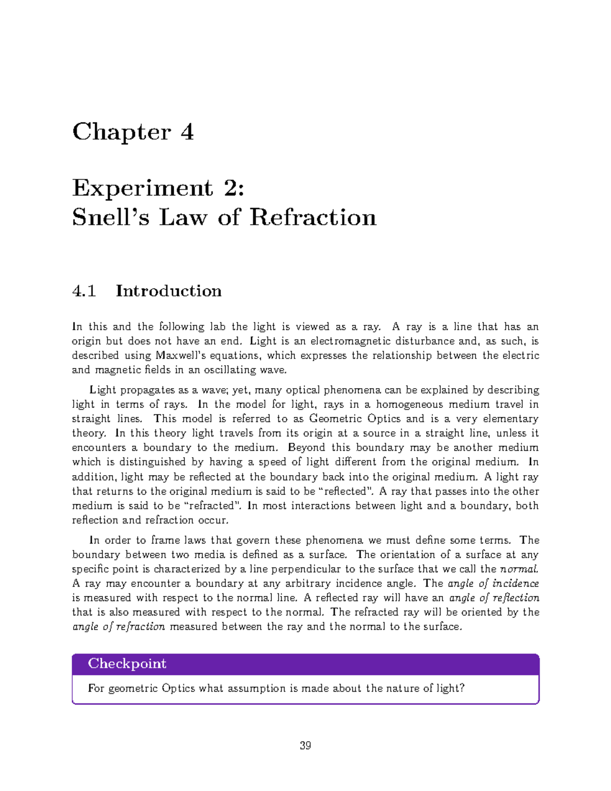 Lab report of Snell'slaw experiment for physics Chapter 4 Experiment