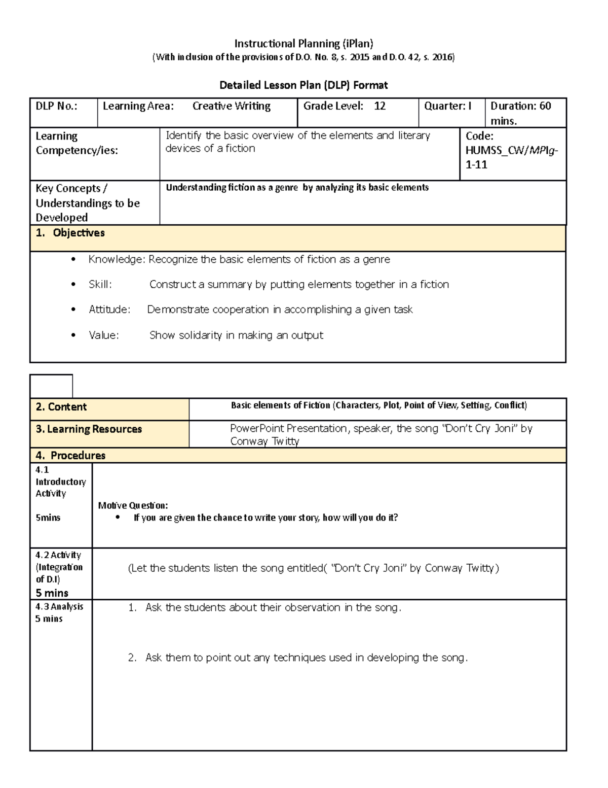 Cw iplan ass 2 - lesson plan with annotation - Instructional Planning ...