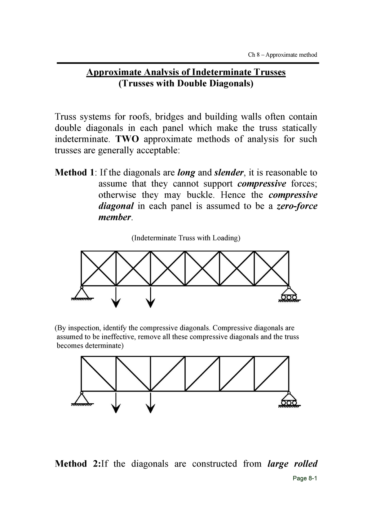 Ch8-Approximate Method - Approximate Analysis Of Indeterminate Trusses ...