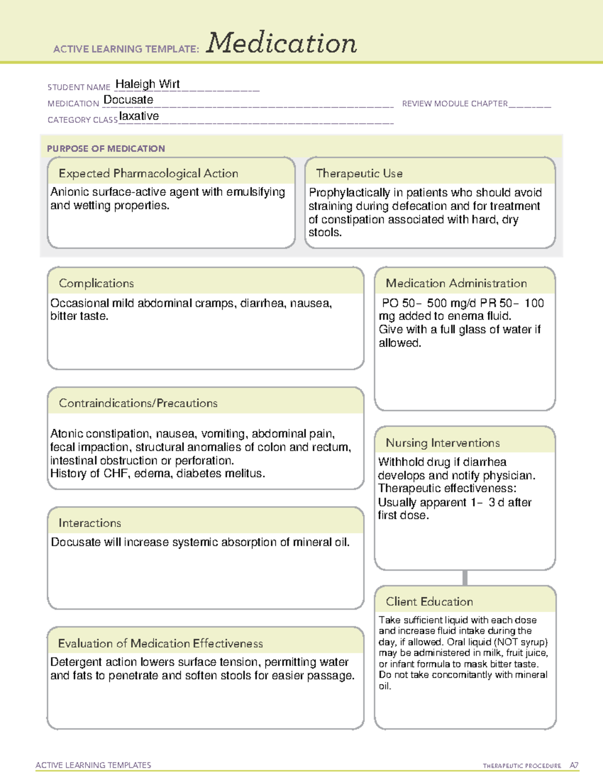 Docusate - ACTIVE LEARNING TEMPLATES THERAPEUTIC PROCEDURE A Medication ...