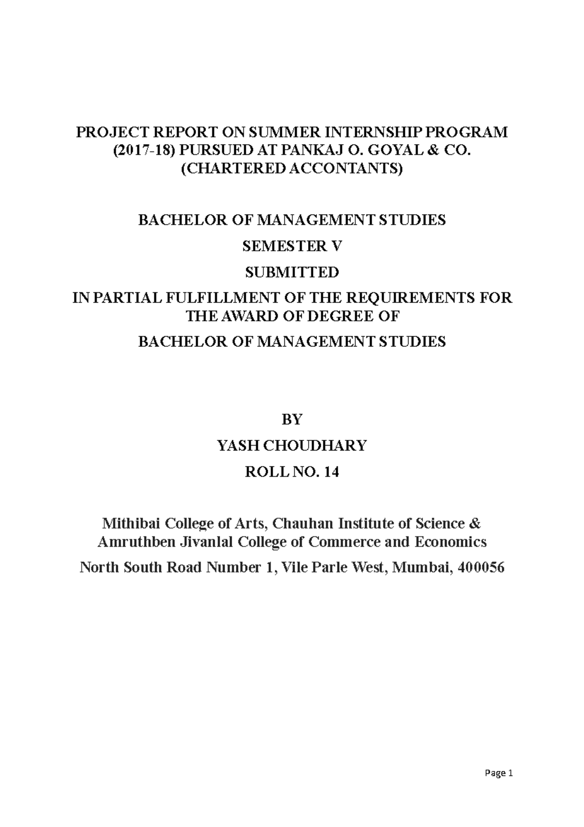 Blackbook PROJECT REPORT ON SUMMER INTERNSHIP PROGRAM (201718