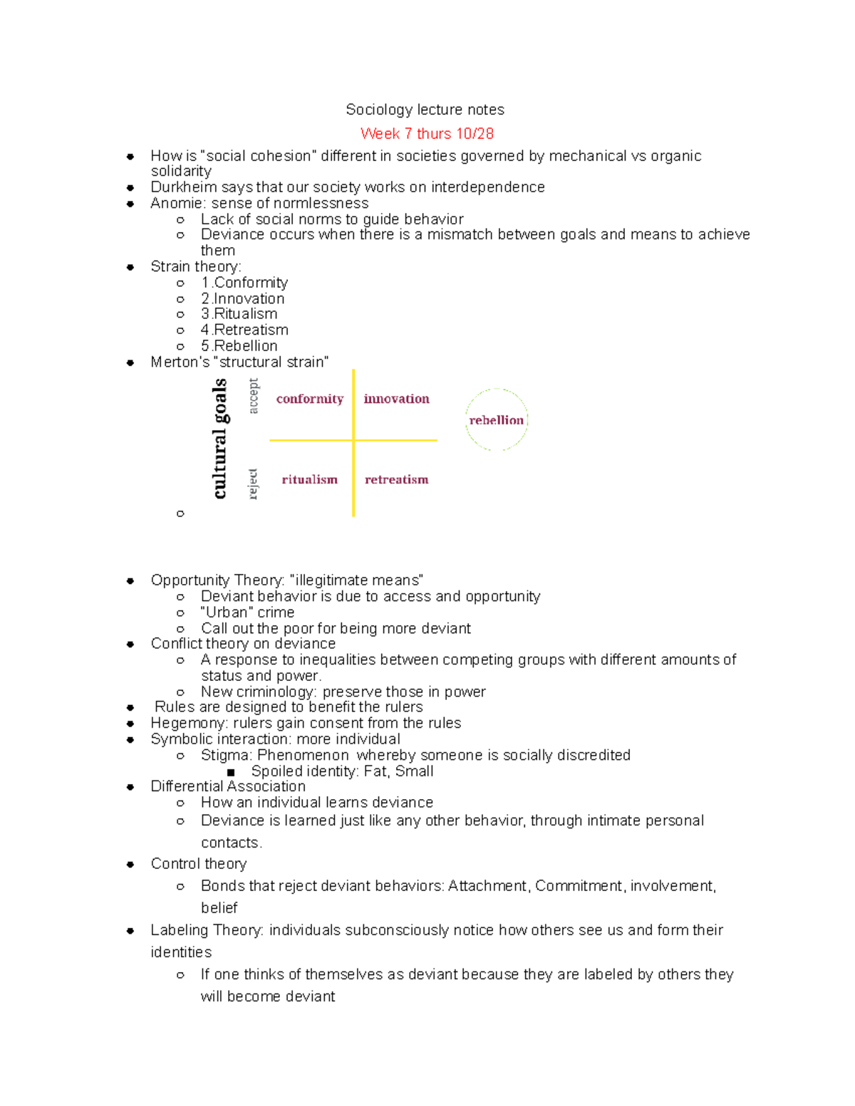 Sociology 1 lecture notes week 7 - New criminology: preserve those in ...
