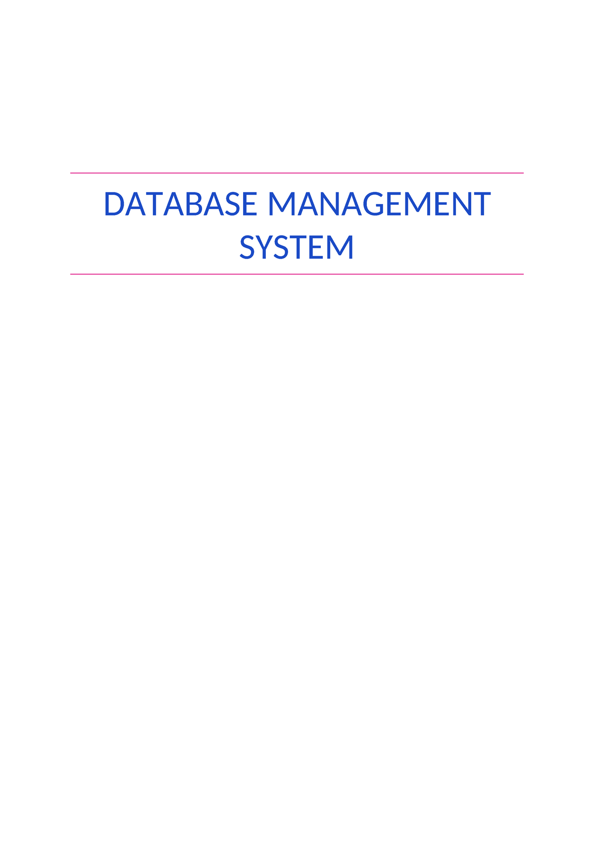 Unit 1 - Notes Of Dbms Unit 1 - DATABASE MANAGEMENT SYSTEM UNIT ...