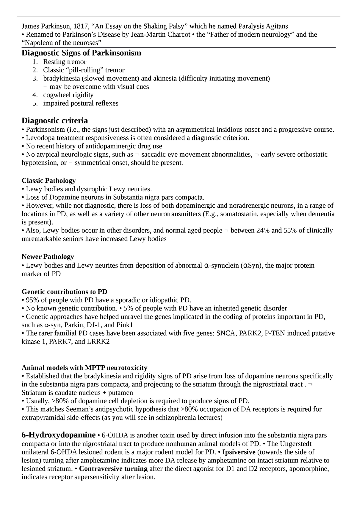 Lecture 7 Parkinson's Disease - James Parkinson, 1817, “An Essay on the ...