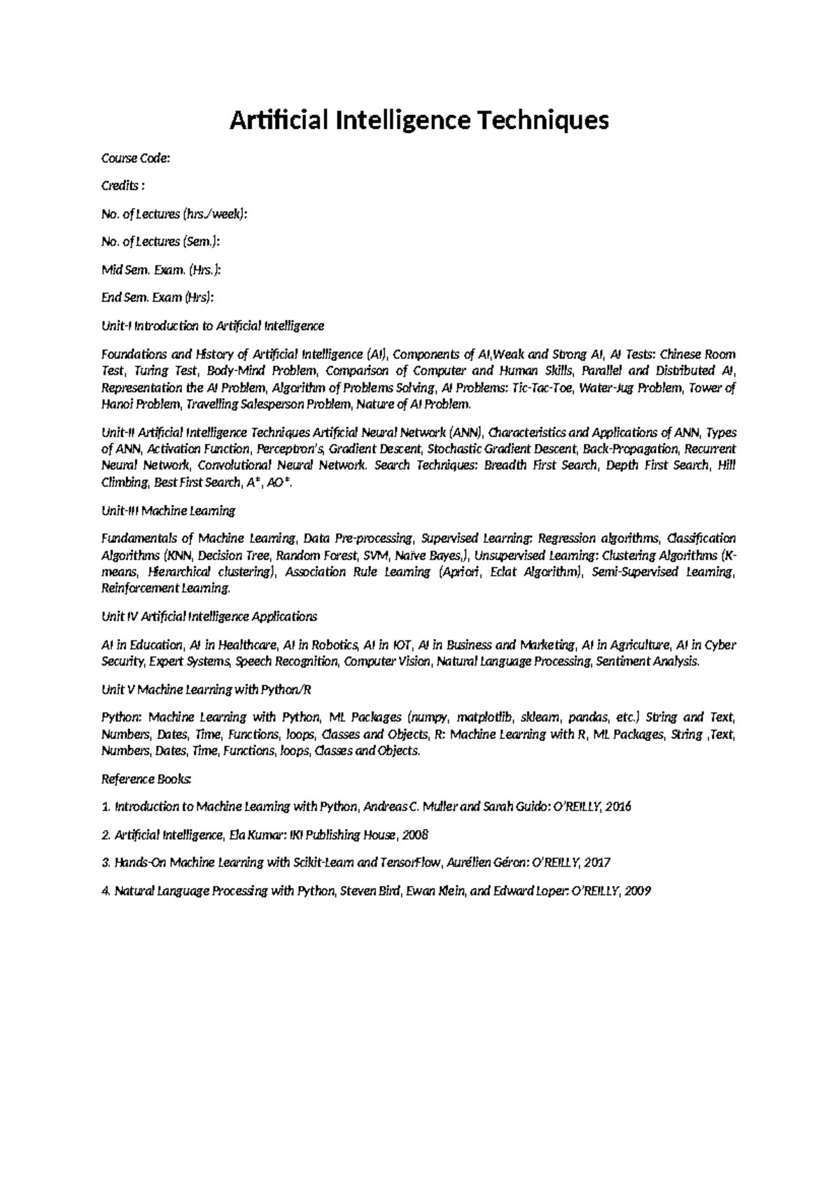 Artificial Intelligence Techniques notes - Artificial Intelligence ...
