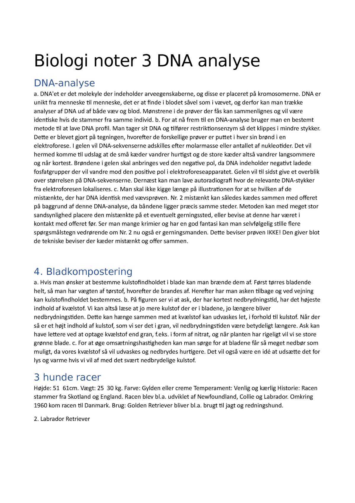 Biologi Noter 3 DNA Analyse - Biologi Noter 3 DNA Analyse DNA-analyse A ...