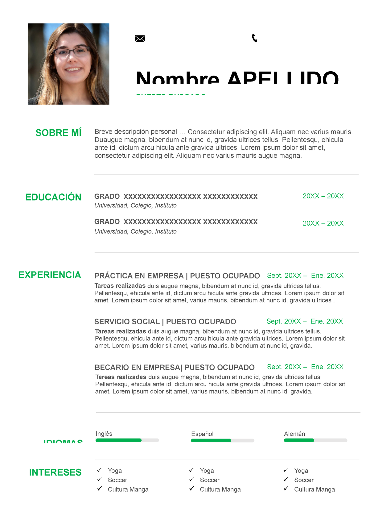 61 curriculum vitae practica - PUESTO BUSCADO Nombre APELLIDO SOBRE MÍ