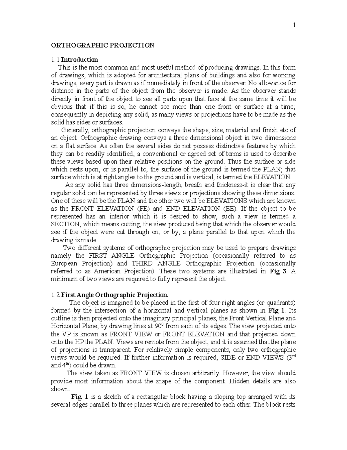 9. Orthographic Projection - ORTHOGRAPHIC PROJECTION 1 Introduction ...