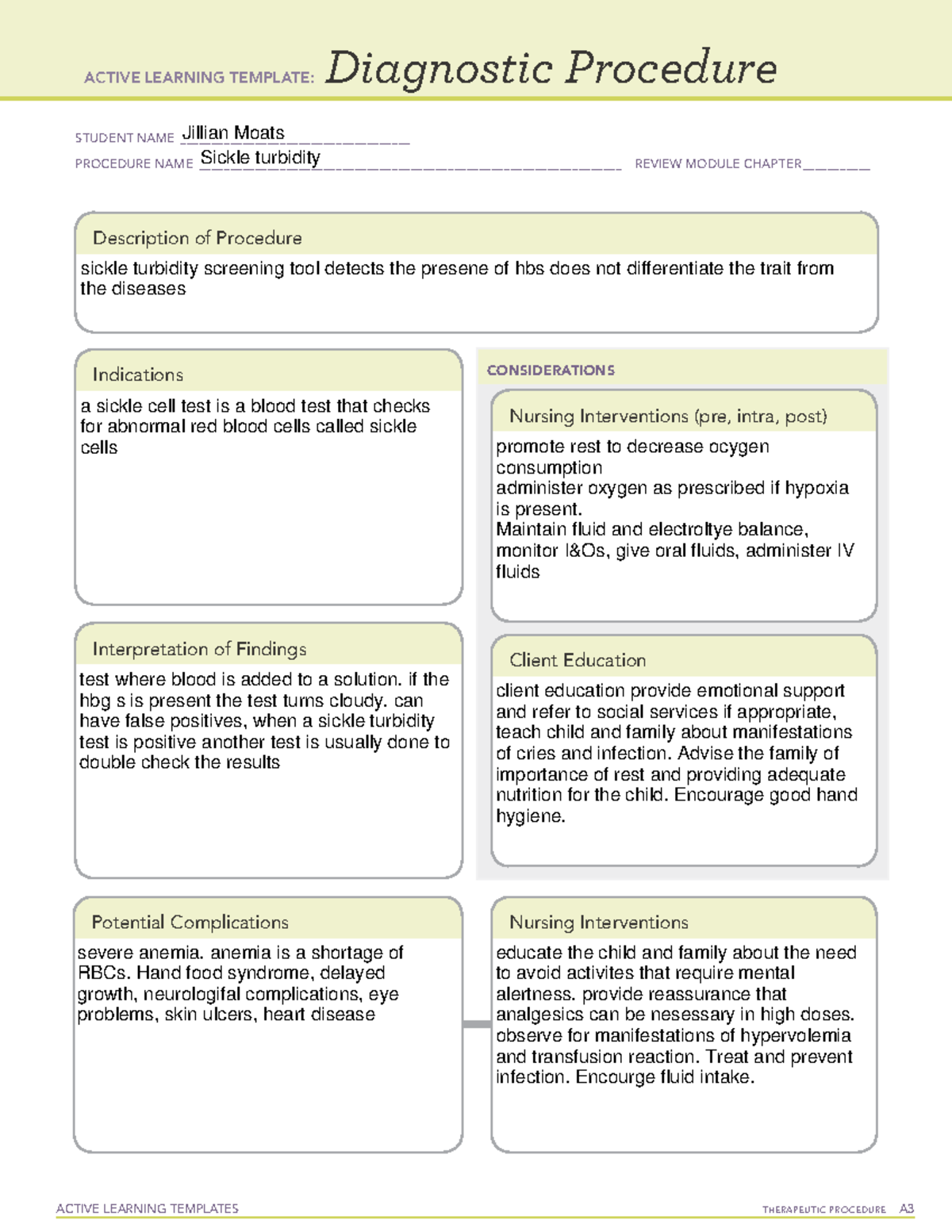 Peds Remediation A - ACTIVE LEARNING TEMPLATES THERAPEUTIC PROCEDURE A ...