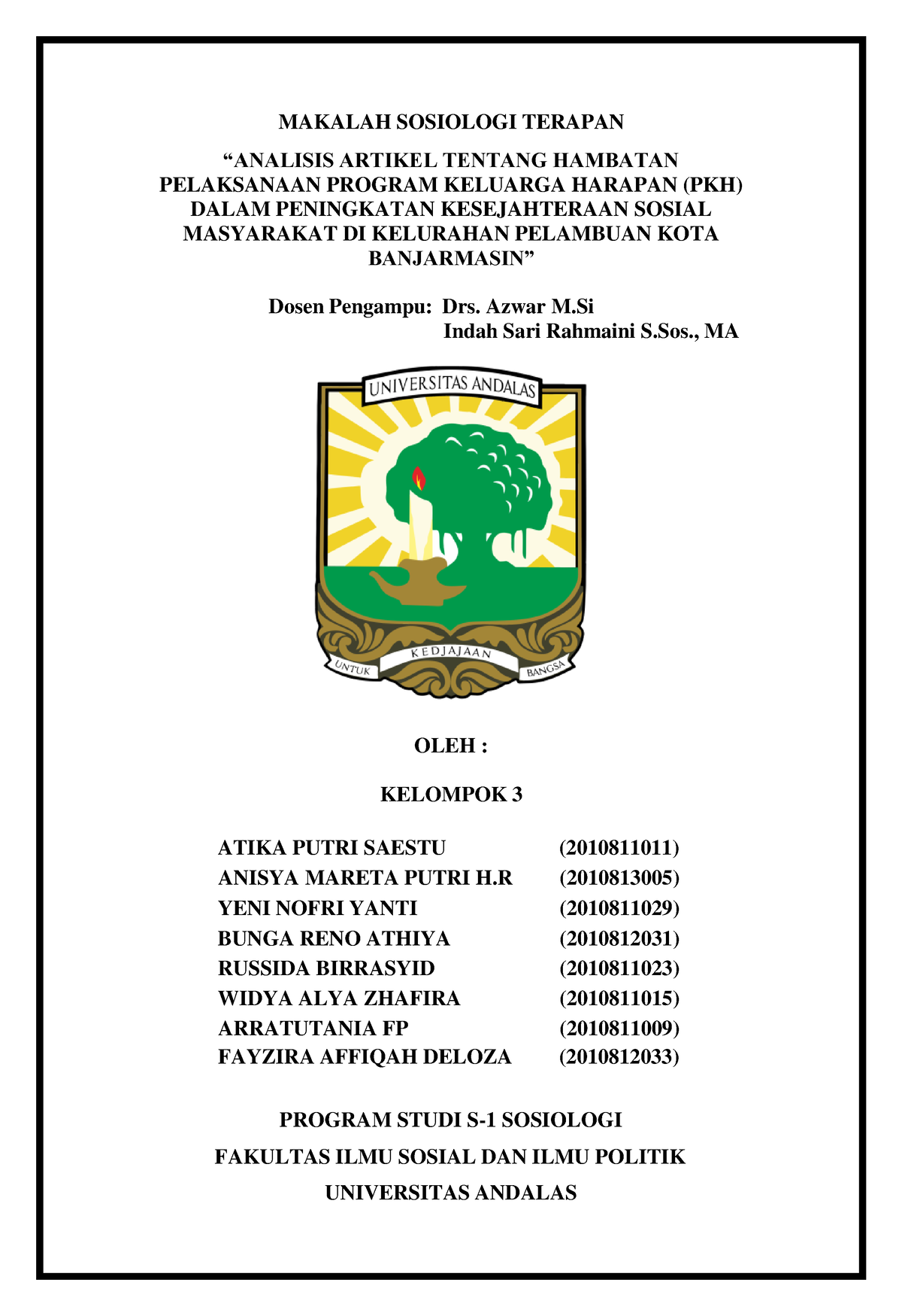 Analisis Kasus Sosiologi Terapan - MAKALAH SOSIOLOGI TERAPAN “ANALISIS ...