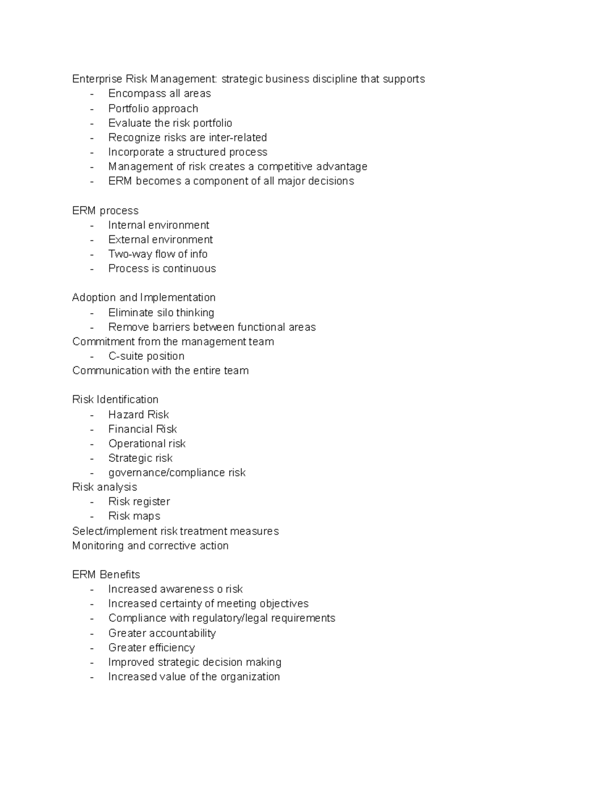Enterprise Risk Management - Studocu