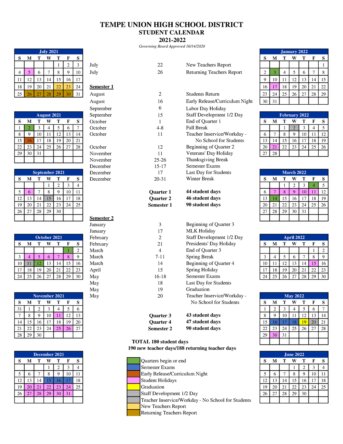 Approved 2021-22 Student Calendar - S M T W T F S S M T W T F S 1 2 3 ...