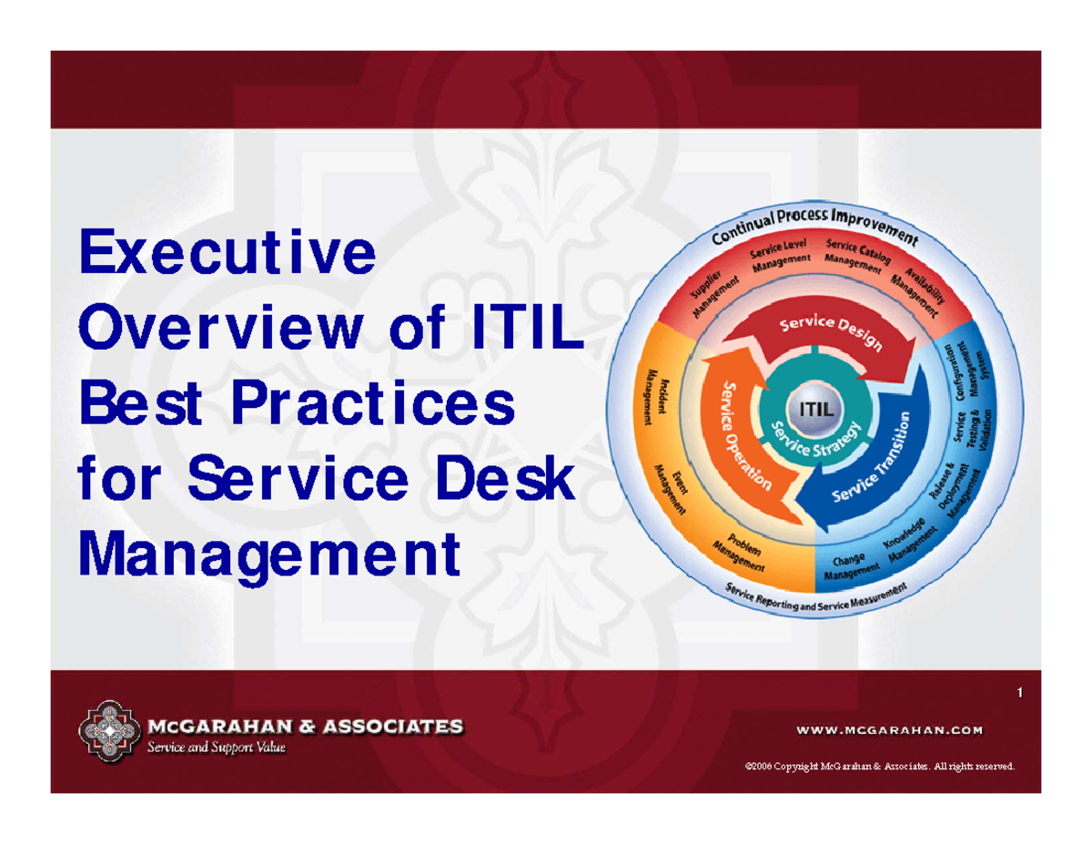 Executive Overview of ITIL Best Practice - Execut ive Overview of ITIL ...