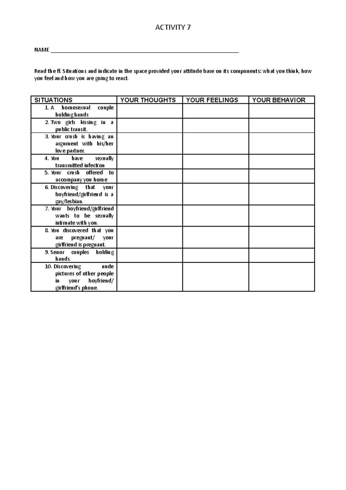 Activity-7- understanding the self - ACTIVITY 7 NAME - Studocu