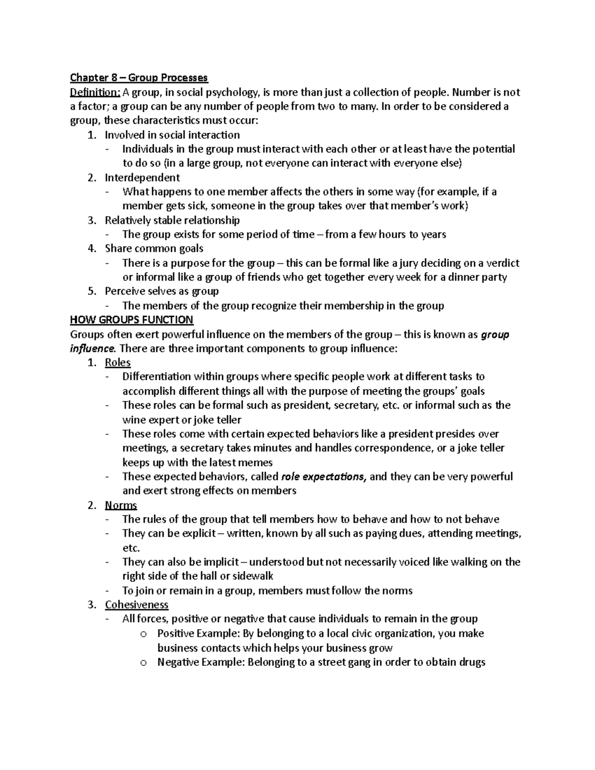 Chapter 8 Group Processes Chapter 8 Group Processes Definition A