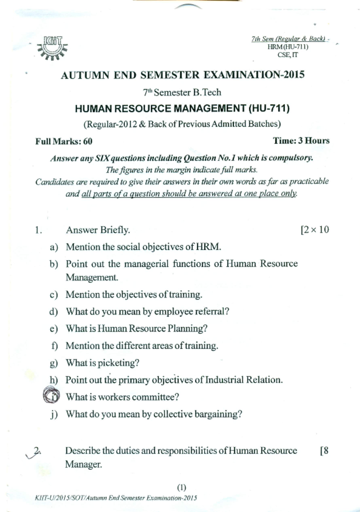 7 Thsem 3 - notes - Human Resource Management - Studocu