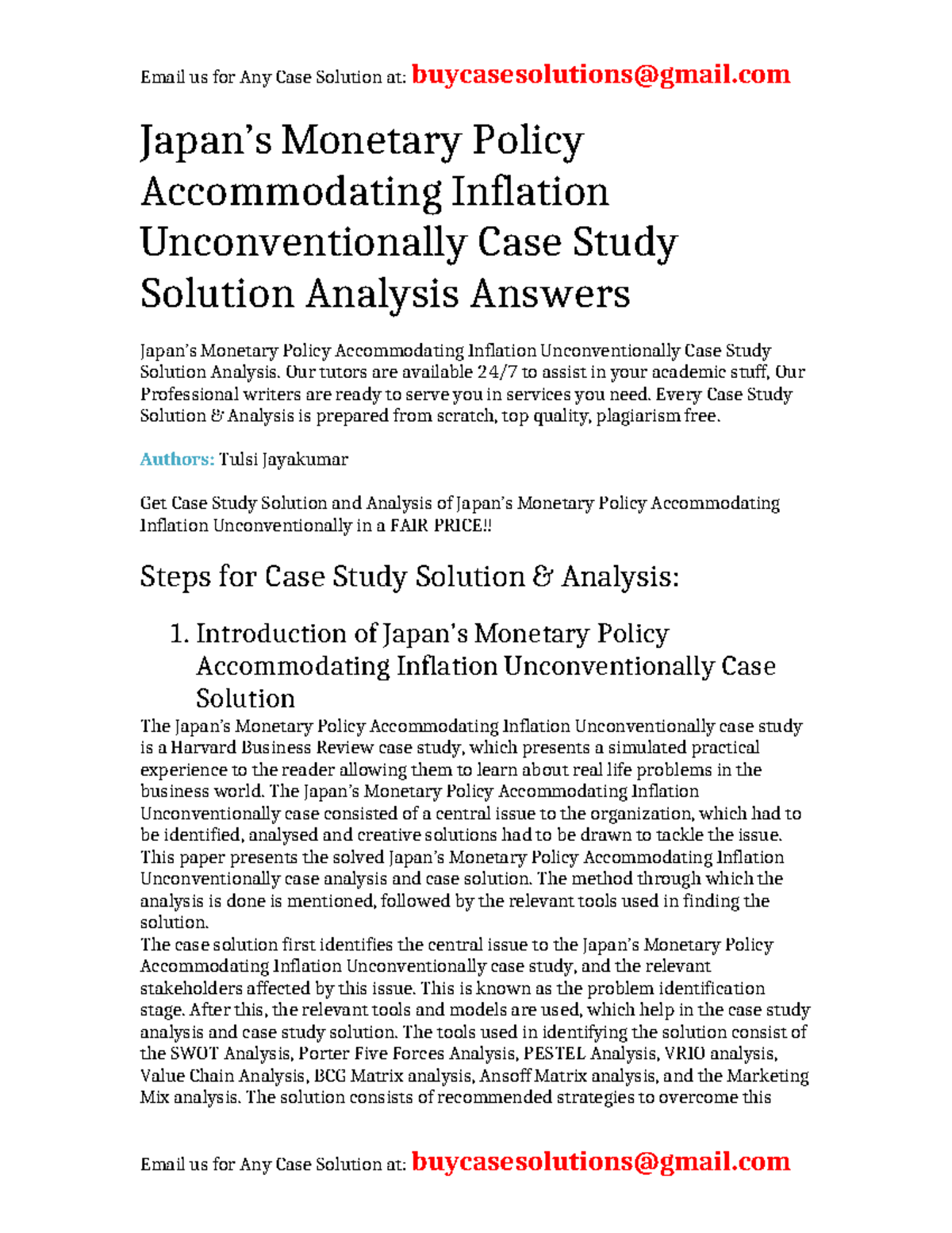 Case Solution Japan’s Monetary Policy Accommodating Inflation ...
