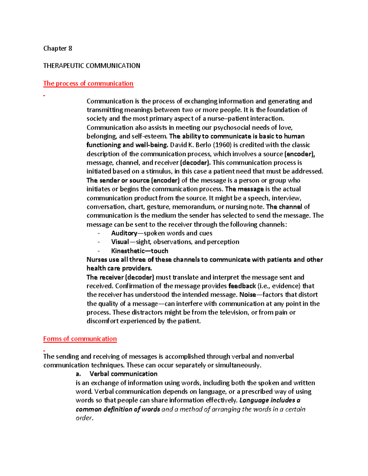 Therapeutic communication - Warning: TT: undefined function: 32 Chapter ...