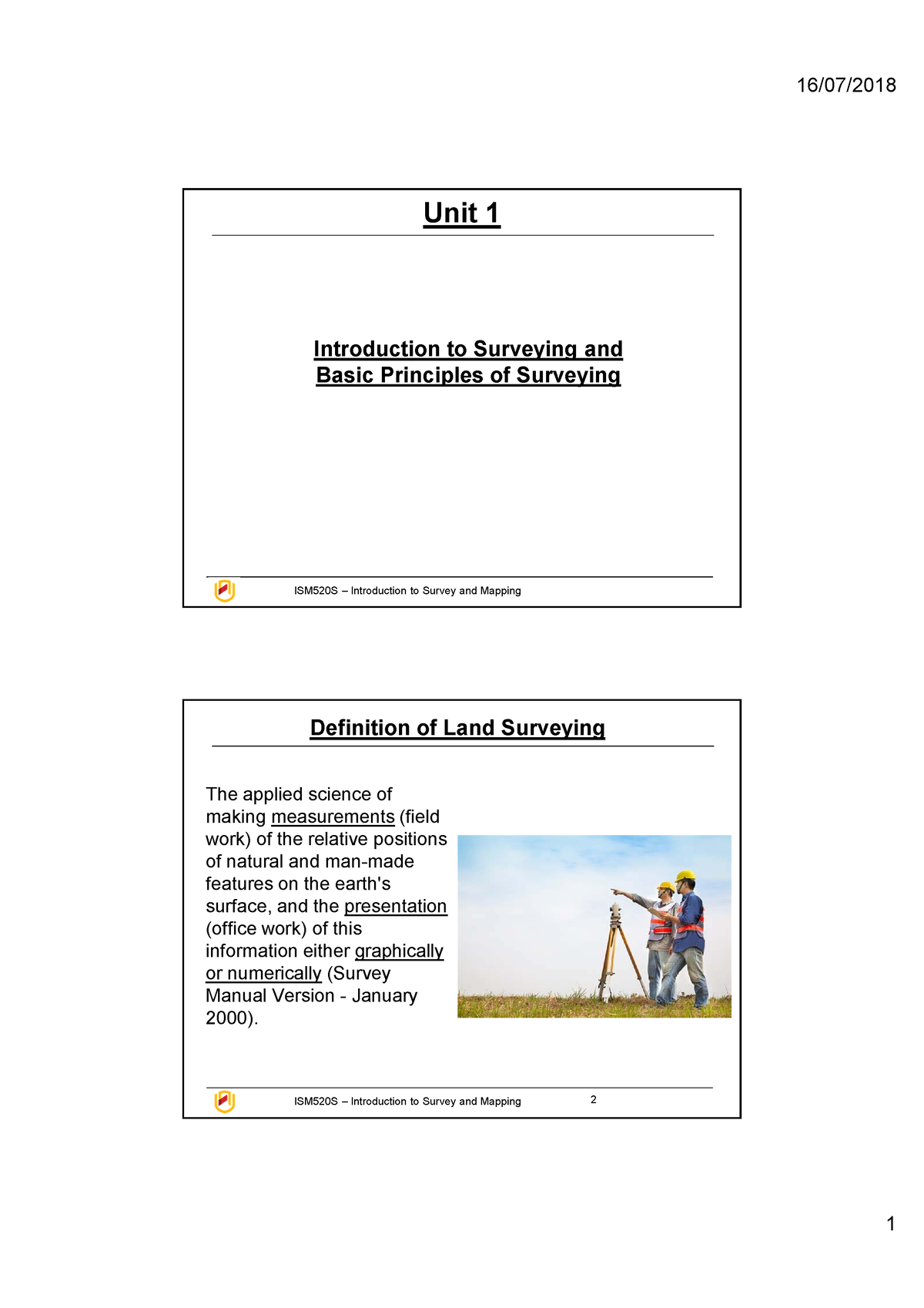 Unit 1- Surveying And Basic Principles - ISM520S – Introduction To ...