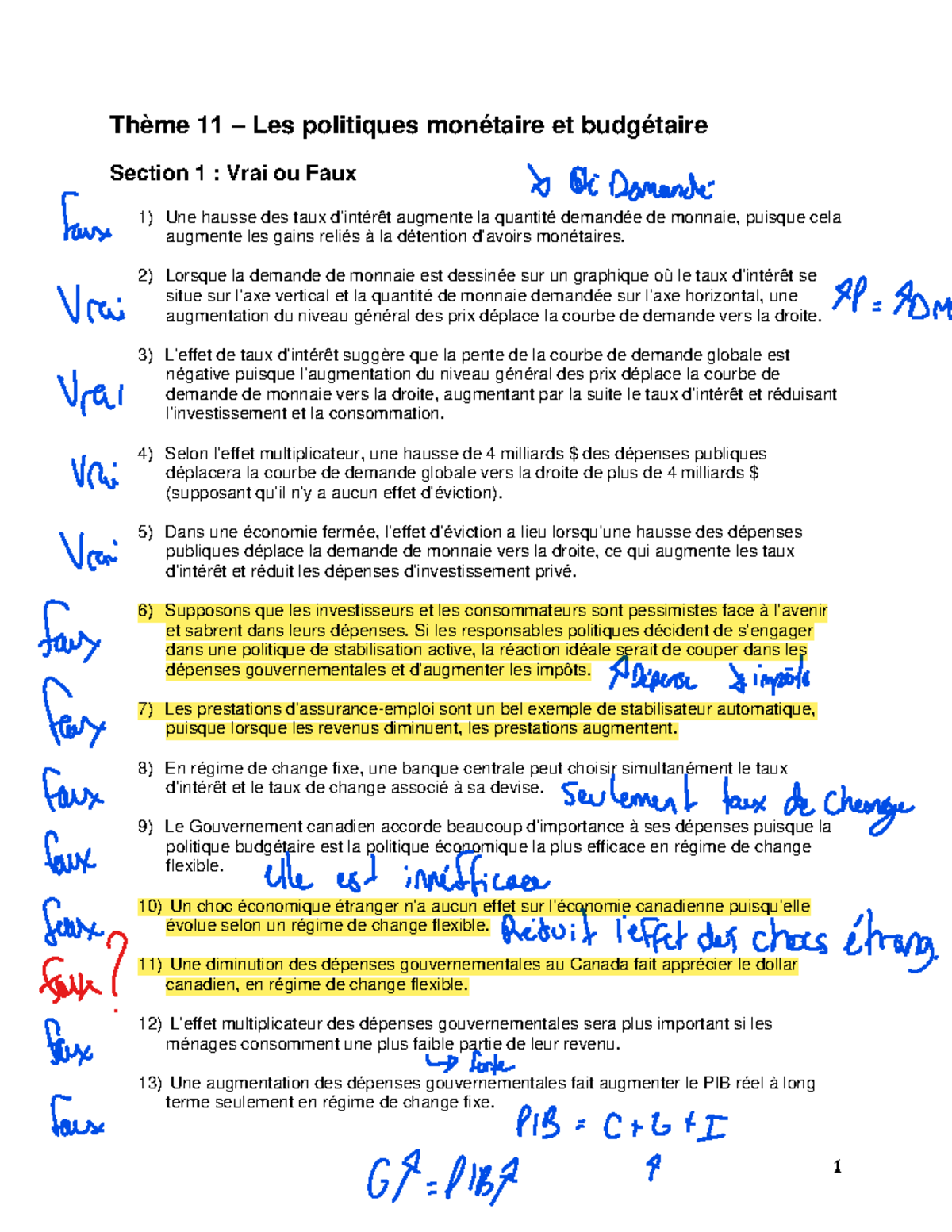 Exercices-Th11 –Les Politiques Monétaire Et Budgétaire - 385213 - HEC ...