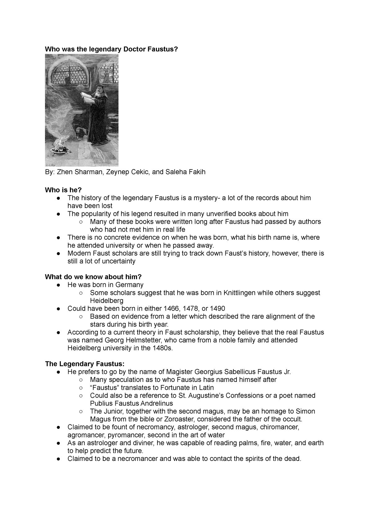 Doctor Faustus Handout Who was the legendary Doctor Faustus? By Zhen