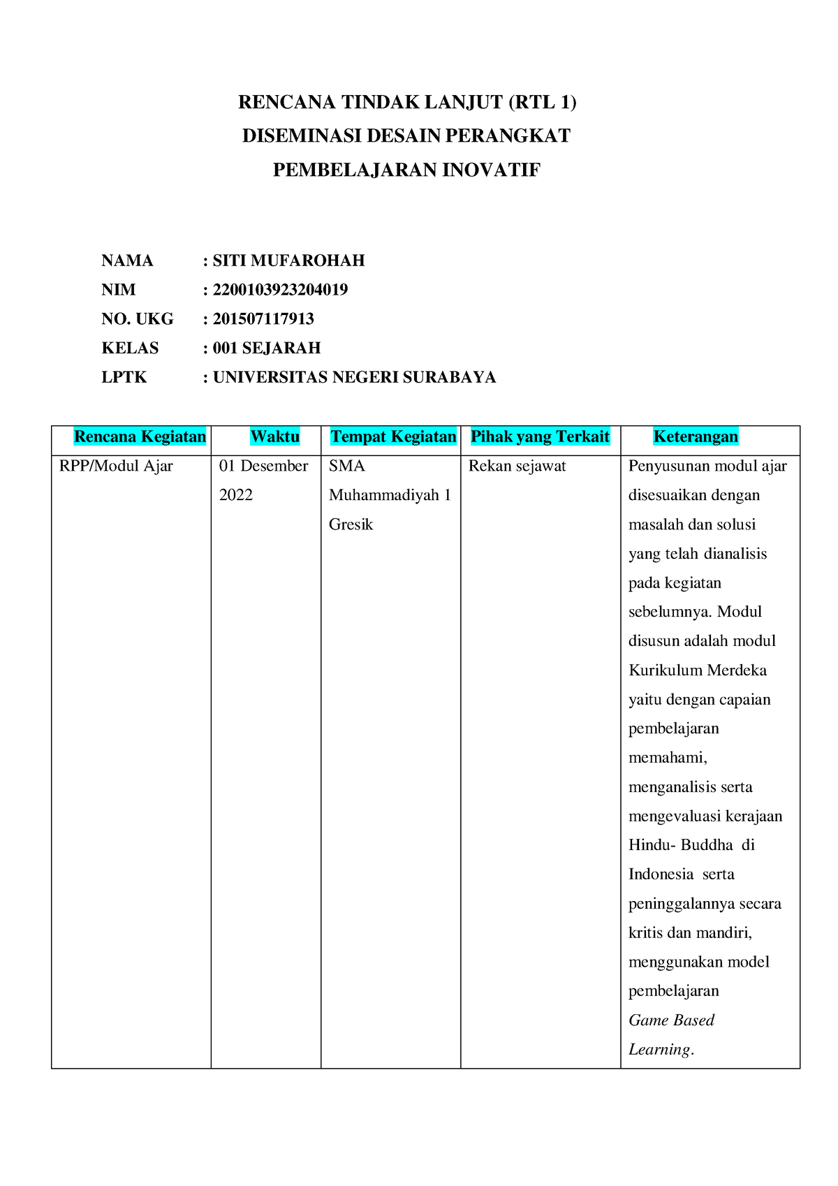 RTL Seminar - RENCANA TINDAK LANJUT (RTL 1) DISEMINASI DESAIN PERANGKAT ...