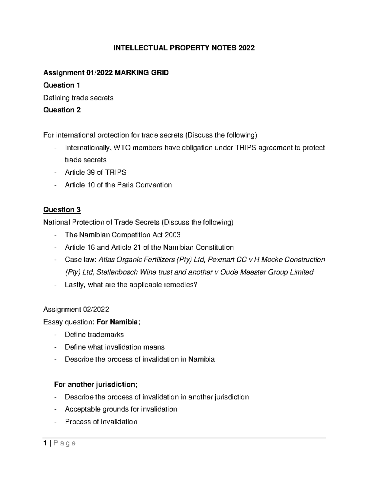 Intellectual Property Notes 2022 - INTELLECTUAL PROPERTY NOTES 2022 ...