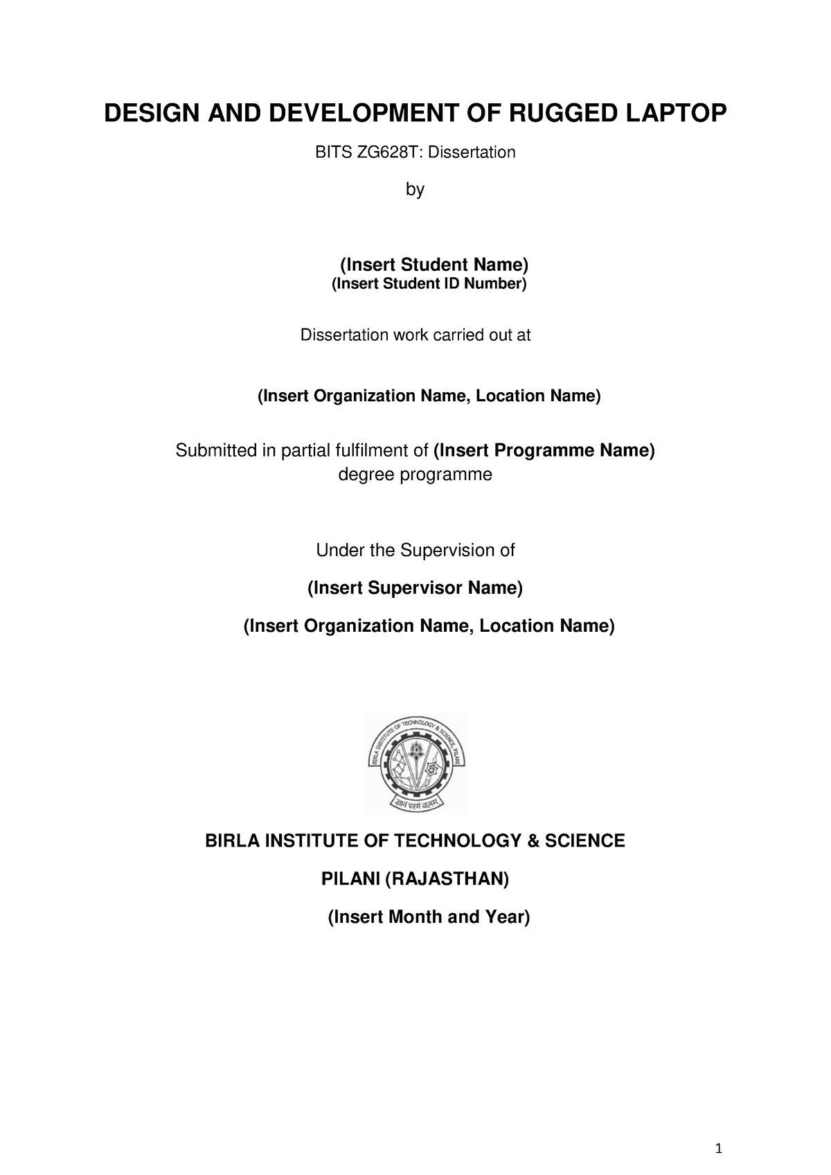 bits mid sem dissertation report sample