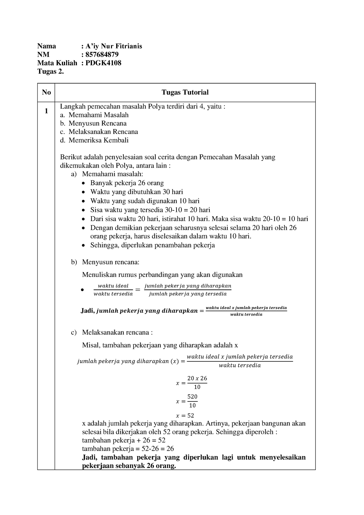 Tugas 2 PDGK 4108 - Nama : A’iy Nur Fitrianis NM : 857684879 Mata ...