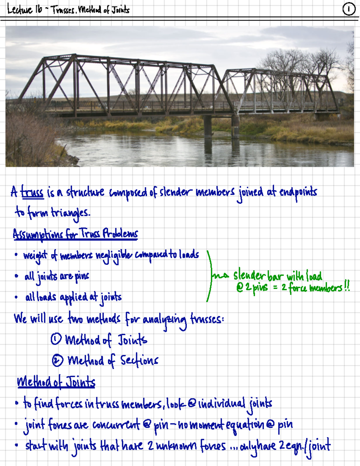 Lecture 16 Complete - Lecture 16 - Trusses A Truss Is To A , Method Of ...