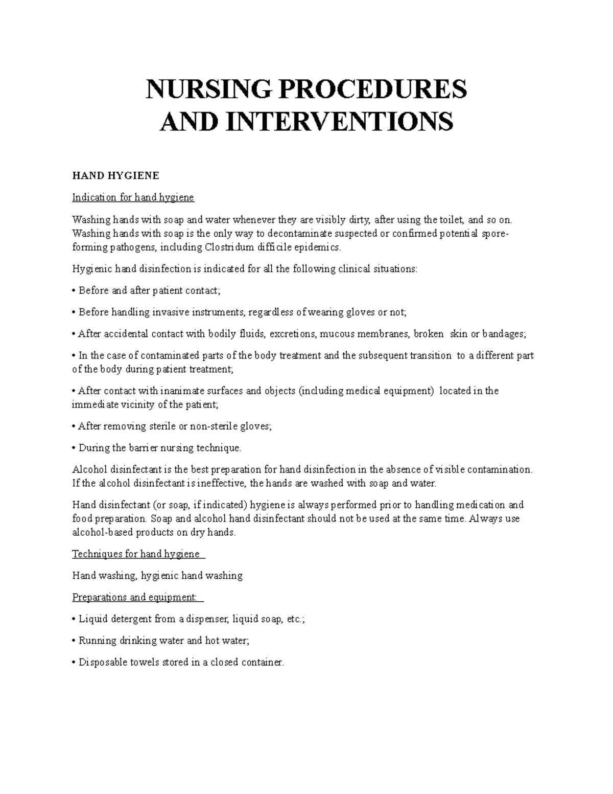 Chapter 6. Nursing Procedures - NURSING PROCEDURES AND INTERVENTIONS ...