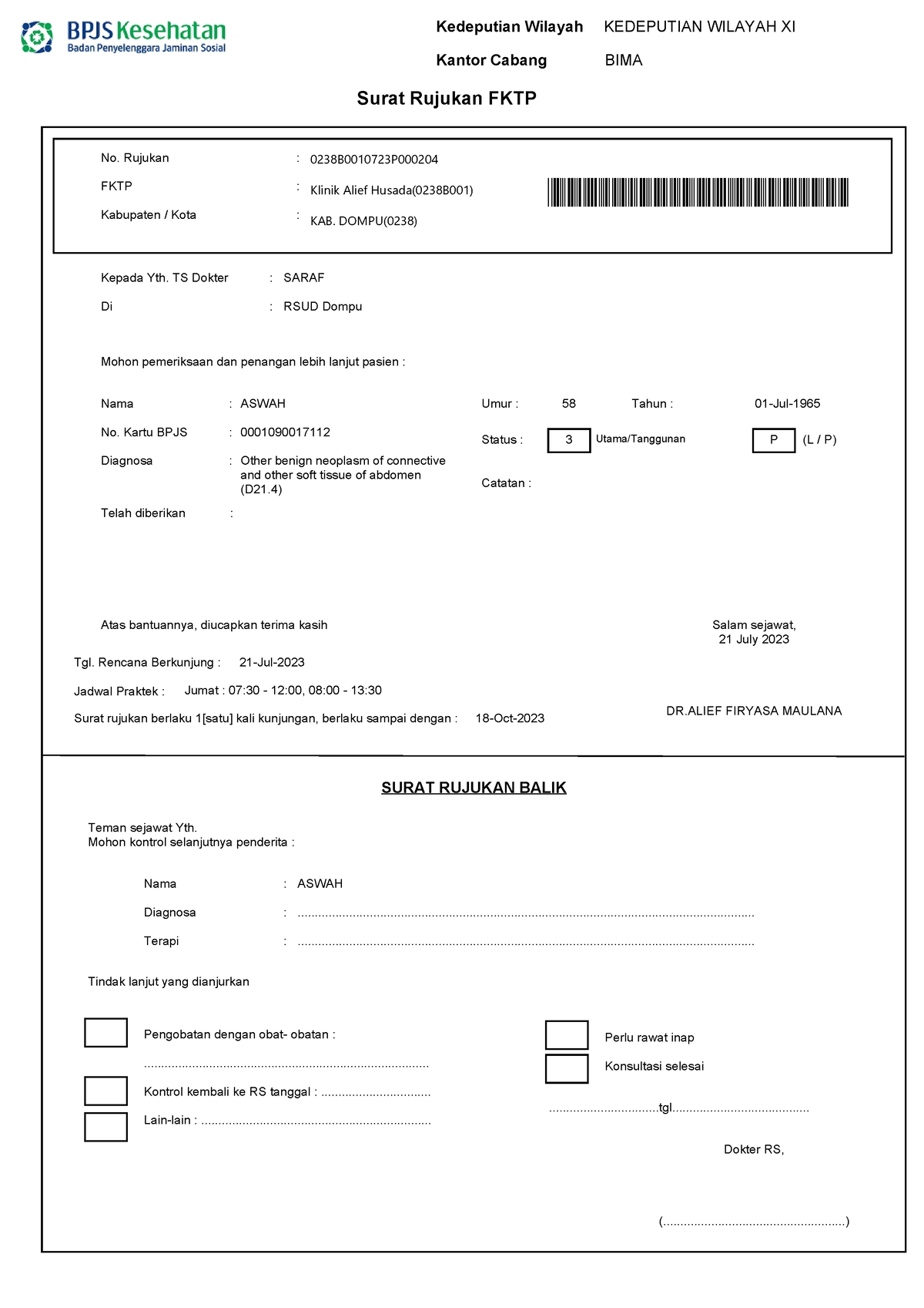 Rujukan Aswah - Asa - Surat Rujukan FKTP Kedeputian Wilayah KEDEPUTIAN ...