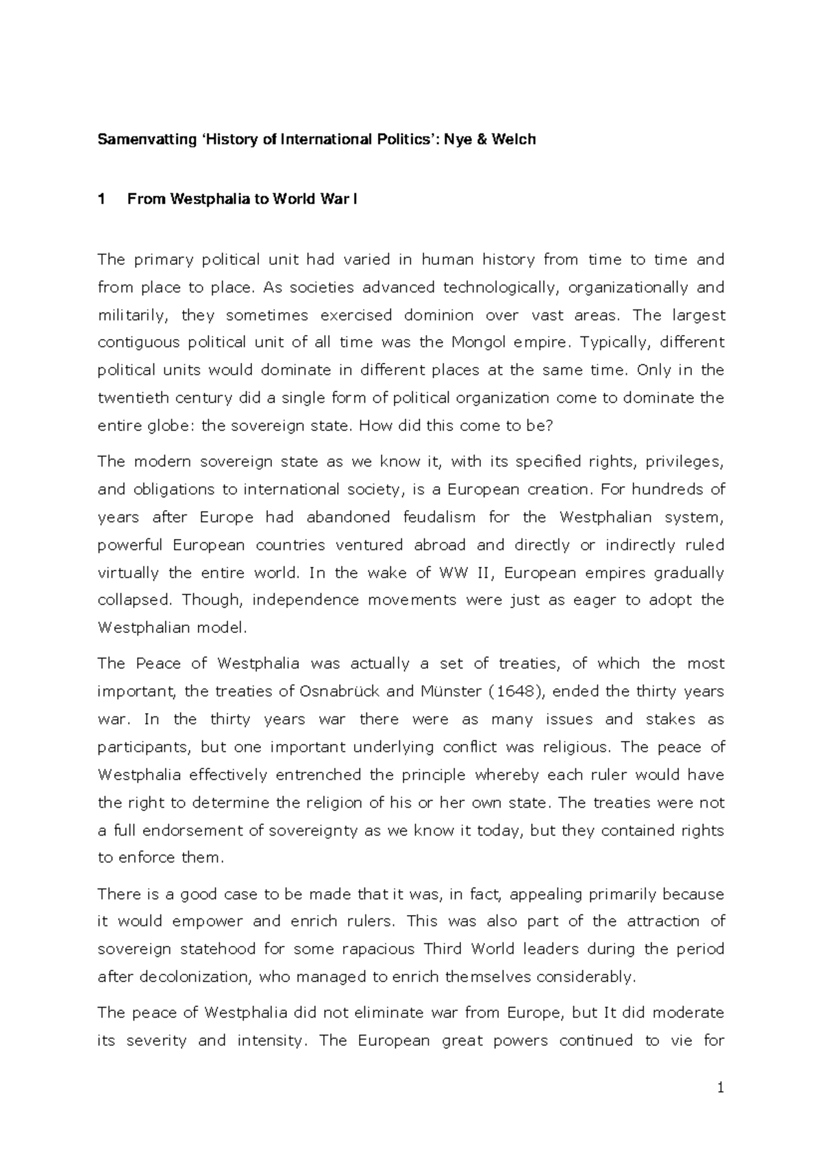 summary-understanding-global-conflict-and-cooperation-studeersnel