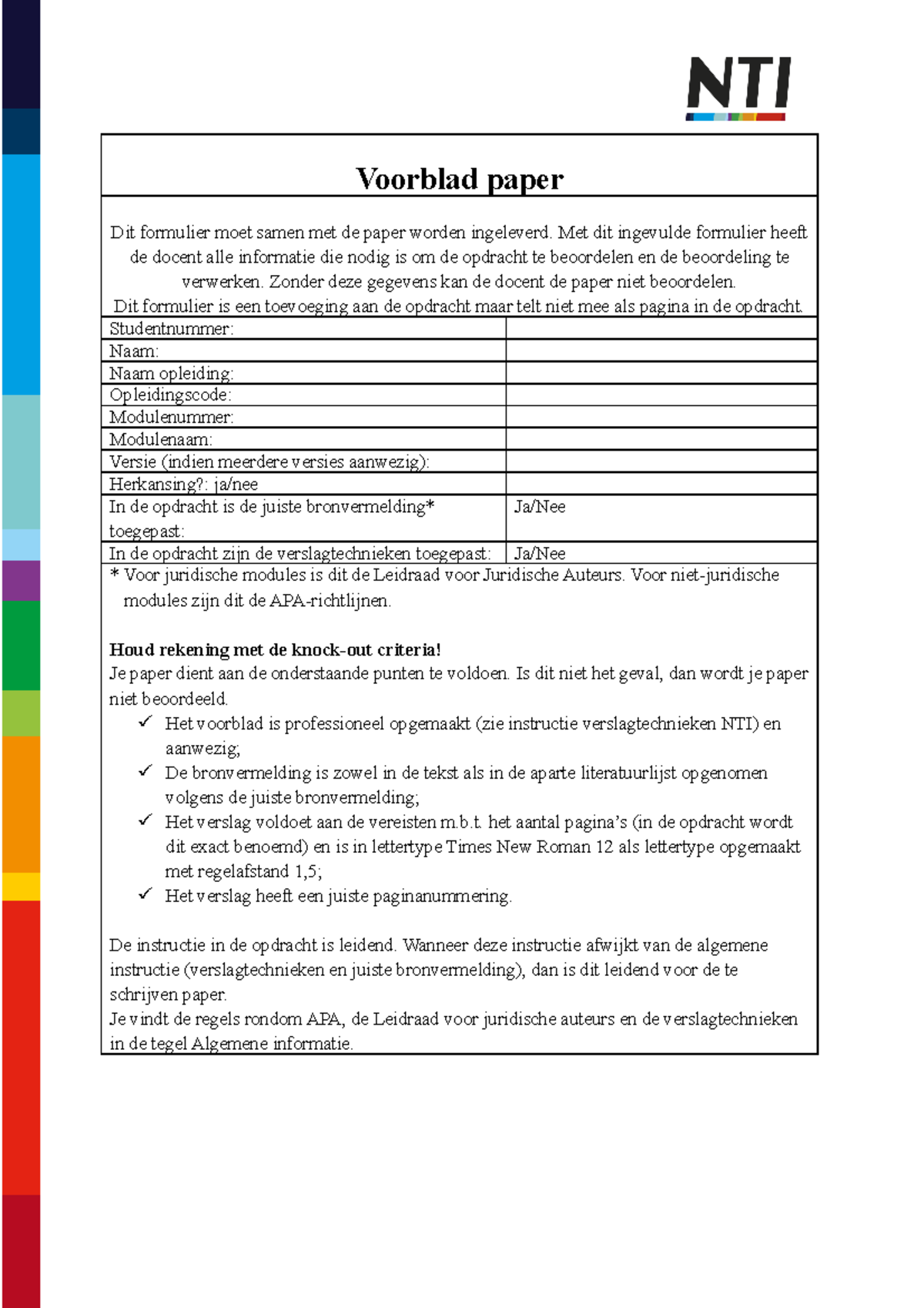 Voorblad paper juni 2020 - Voorblad paper Dit formulier moet samen met