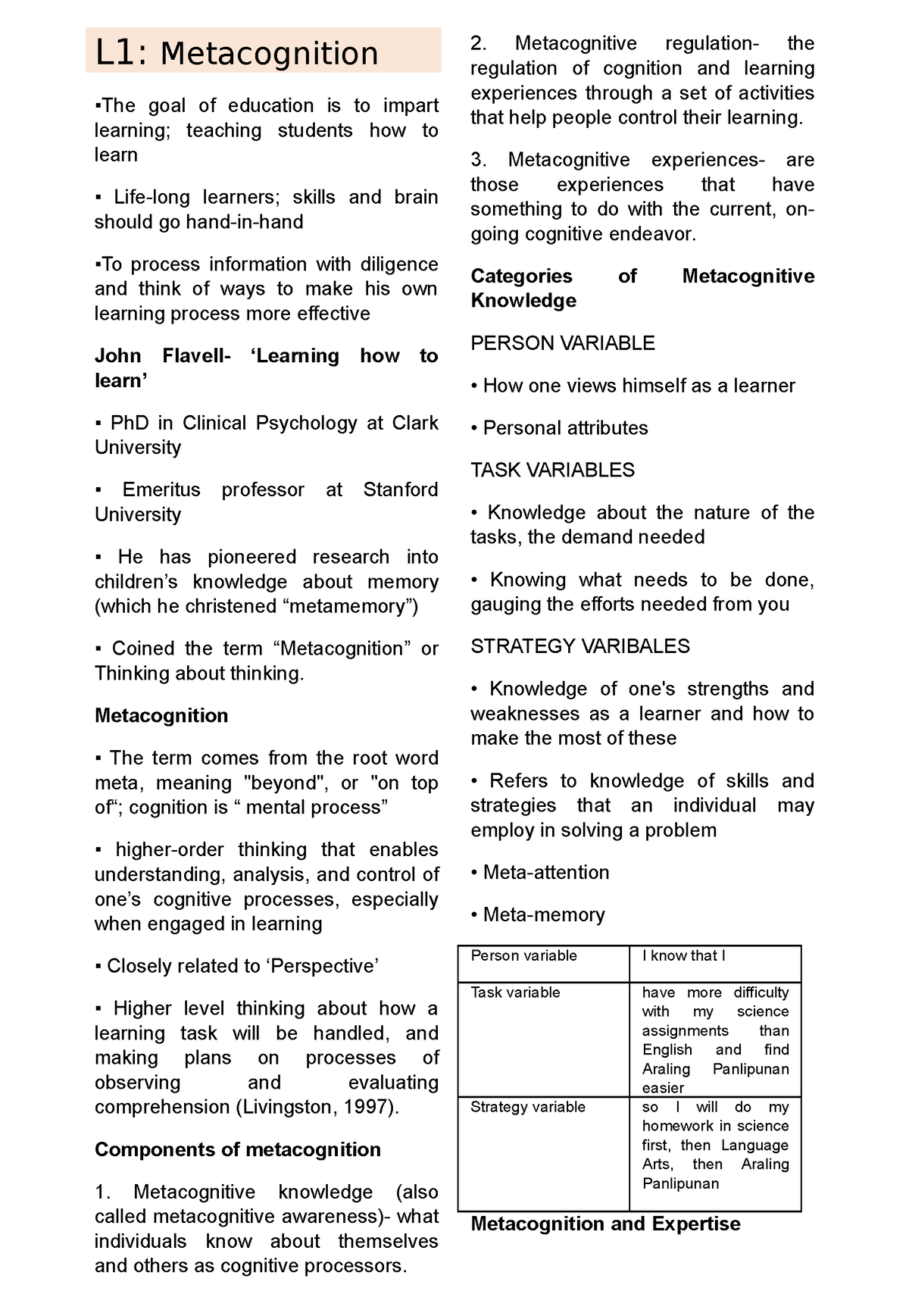 FLCT (EDUC 201) - Facilitating Learner-Centered Teaching - L1 ...