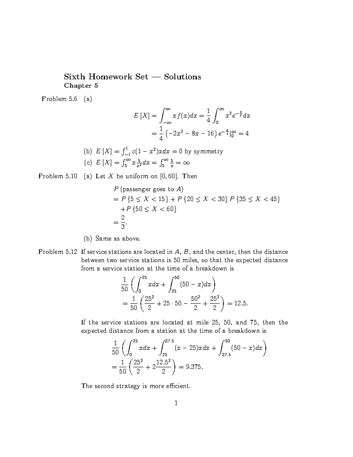 MATH 461 HW 6 Solutions - Sixth Homework Set — Solutions Chapter 5 ...